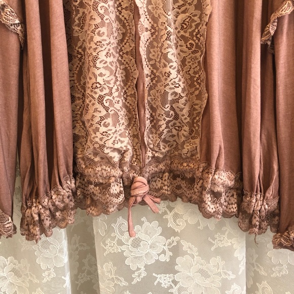 POL * NWOT Hand Dyed Dusty Pink Lace Top - Picture 5 of 6